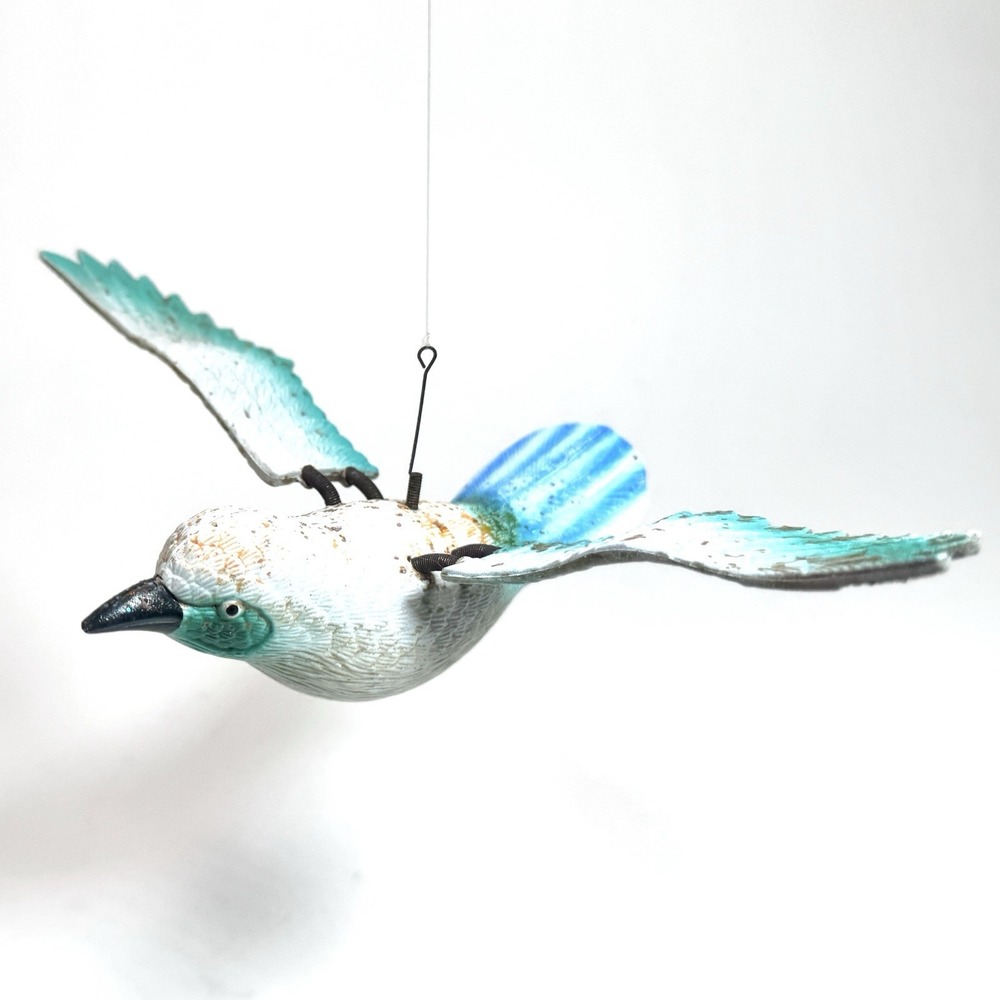 Vintage Flying Bird Mobile Flapping Wings Kinetic Folk Art Hanging Decor